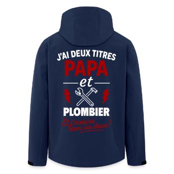 Vatertagsgeschenkidee für Papa und Klempner - Recycelte Männer Softshell-Jacke von Stanley/Stella - Navy - Hinten - AI Model Male 185 light (185cm)