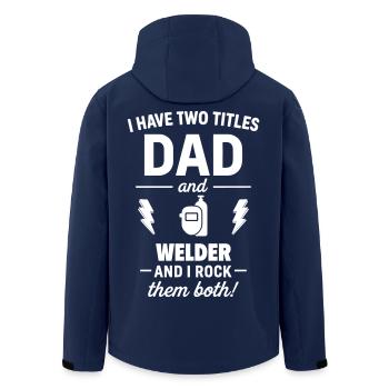 Papa Schweißer Weihnachtsgeschenk zum Vatertag - Recycelte Männer Softshell-Jacke von Stanley/Stella - Navy - Hinten - AI Model Male 185 light (185cm)