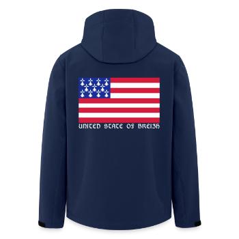 Drapeau de Bretagne Américain - Veste softshell homme en polyester recyclé Stanley/Stella - marine - Dos - AI Model Male 185 light (185cm)