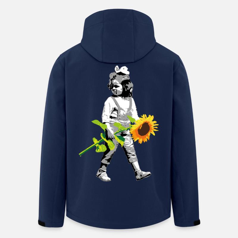 Blumenkind | Mädchen mit Sonnenblume - Recycelte Männer Softshell-Jacke von Stanley/Stella - Navy
