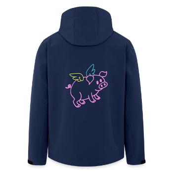Flying Pig Tshirt Funny Gift - Men’s Recycled Softshell Jacket by Stanley/Stella - navy - Back - AI Model Male 185 light (185cm)