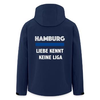 Hamburg - Liebe kennt keine Liga - Recycelte Männer Softshell-Jacke von Stanley/Stella - Navy - Hinten - AI Model Male 185 light (185cm)