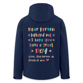 Dear person behind me, Have a great day - Men’s Recycled Softshell Jacket by Stanley/Stella - navy - Back - AI Model Male 185 light (185cm)