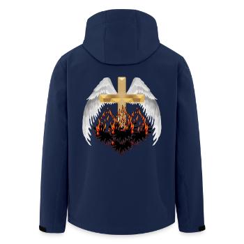 Traversez le paradis l’enfer au-delà de la réincarnation Satan - Veste softshell homme en polyester recyclé Stanley/Stella - marine - Dos - AI Model Male 185 light (185cm)