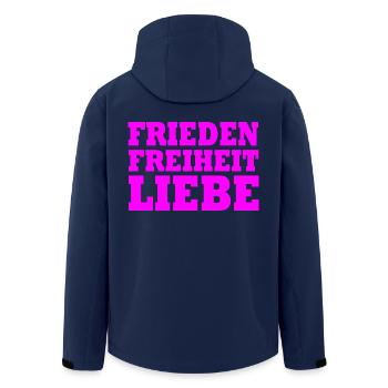 Frieden freiheit liebe - Recycelte Männer Softshell-Jacke von Stanley/Stella - Navy - Hinten - AI Model Male 185 light (185cm)