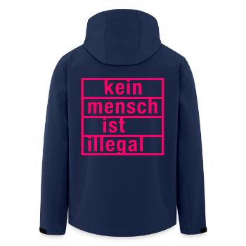 kein mensch ist illegal - Recycelte Männer Softshell-Jacke von Stanley/Stella - Navy - Hinten - AI Model Male 185 light (185cm)