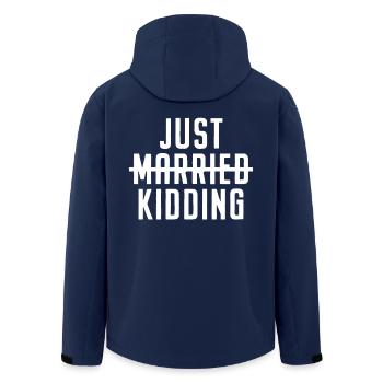 Single & Single Just Married Just Kidding Gift - Men’s Recycled Softshell Jacket by Stanley/Stella - navy - Back - AI Model Male 185 light (185cm)