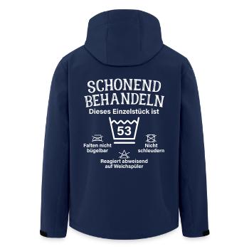 Schonend Behandeln 53. Geburtstag Einzelstück 53 - Recycelte Männer Softshell-Jacke von Stanley/Stella - Navy - Hinten - AI Model Male 185 light (185cm)