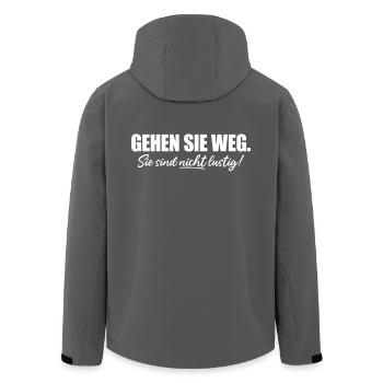 Va-t’en, tu n’es pas drôle, blague, sarcasme - Veste softshell homme en polyester recyclé Stanley/Stella - charbon - Dos - AI Model Male 185 light (185cm)