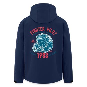 CLASSIC JET PLANE - fighter jet pilot shirt motif - Men’s Recycled Softshell Jacket by Stanley/Stella - navy - Back - AI Model Male 185 light (185cm)