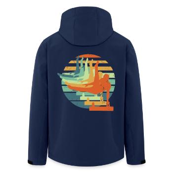 Retro Gymnastics - Cool Gift For Men Gymnast - Men’s Recycled Softshell Jacket by Stanley/Stella - navy - Back - AI Model Male 185 light (185cm)