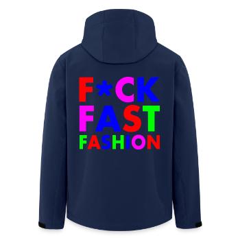 Fuck fast fashion - Recycelte Männer Softshell-Jacke von Stanley/Stella - Navy - Hinten - AI Model Male 185 light (185cm)