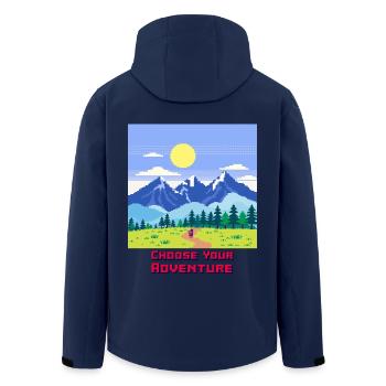 Retro Gaming Adventure - Men’s Recycled Softshell Jacket by Stanley/Stella - navy - Back - AI Model Male 185 light (185cm)