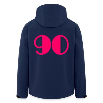 JAHRESTAG. ALLES GUTE ZUM GEBURTSTAG!. ALLES GUTE ZUM GEBURTSTAG!. - Recycelte Männer Softshell-Jacke von Stanley/Stella - Navy - Hinten - AI Model Male 185 light (185cm)
