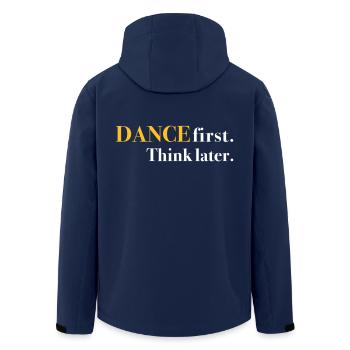 DANCE first. Think later. - Men’s Recycled Softshell Jacket by Stanley/Stella - navy - Back - AI Model Male 185 light (185cm)