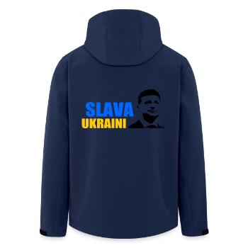 Slava ukraini - Men’s Recycled Softshell Jacket by Stanley/Stella - navy - Back - AI Model Male 185 light (185cm)