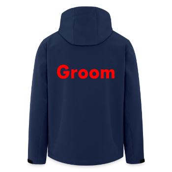 Groom - Men’s Recycled Softshell Jacket by Stanley/Stella - navy - Back - AI Model Male 185 light (185cm)