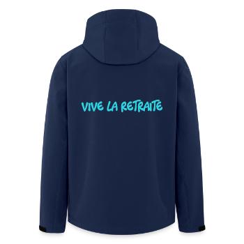 RETIREMENT. HAPPY RETIREMENT. HAPPY RETIREMENT - Men’s Recycled Softshell Jacket by Stanley/Stella - navy - Back - AI Model Male 185 light (185cm)
