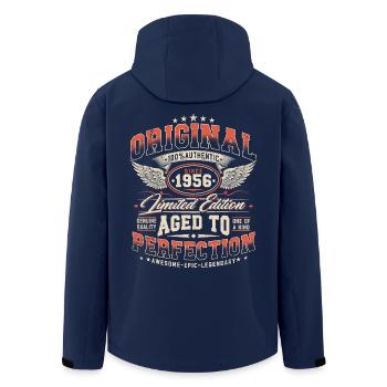 Vintage 1956 Vintage Retro Birthday Gift - Men’s Recycled Softshell Jacket by Stanley/Stella - navy - Back - AI Model Male 185 light (185cm)