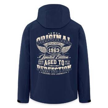 Vintage 1963 Vintage Retro Birthday Gift - Men’s Recycled Softshell Jacket by Stanley/Stella - navy - Back - AI Model Male 185 light (185cm)