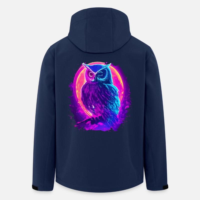 Glowing Owl Neon Artwork - Men’s Recycled Softshell Jacket by Stanley/Stella - navy