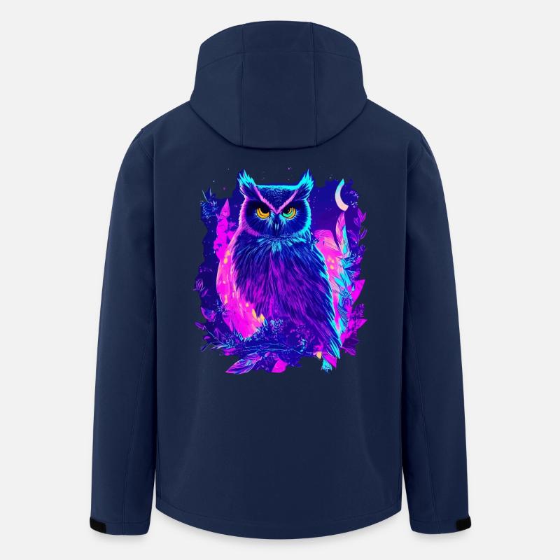 Neon leuchtende Eule Synthwave - Recycelte Männer Softshell-Jacke von Stanley/Stella - Navy