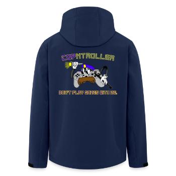 Cop-ntroller Play Games Funny Retro Gaming Gamer - Men’s Recycled Softshell Jacket by Stanley/Stella - navy - Back - AI Model Male 185 light (185cm)