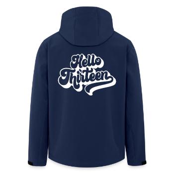 13th Birthday Gift, Hello Thirteen, 13 Years Old - Men’s Recycled Softshell Jacket by Stanley/Stella - navy - Back - AI Model Male 185 light (185cm)