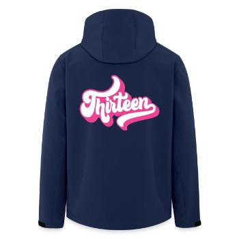13th Birthday Gift, Hello Thirteen, 13 Years Old - Men’s Recycled Softshell Jacket by Stanley/Stella - navy - Back - AI Model Male 185 light (185cm)