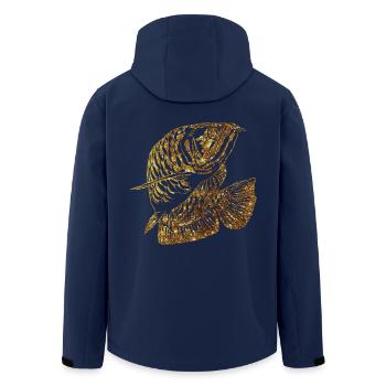 Arowana Fish Gold Graphic Fish Lover Fishing Gear - Men’s Recycled Softshell Jacket by Stanley/Stella - navy - Back - AI Model Male 185 light (185cm)