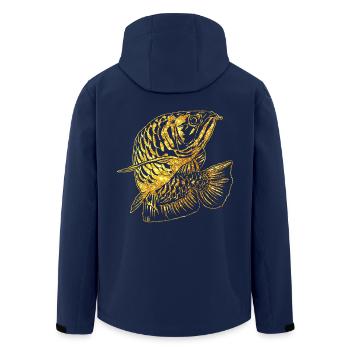 Arowana Fish Gold Graphic Fish Lover Fishing Gear - Men’s Recycled Softshell Jacket by Stanley/Stella - navy - Back - AI Model Male 185 light (185cm)
