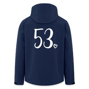 Cute Number 53, 53 Years Old, 53rd Birthday Gift - Men’s Recycled Softshell Jacket by Stanley/Stella - navy - Back - AI Model Male 185 light (185cm)