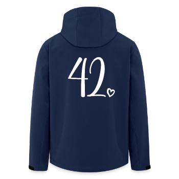 Cute Number 42, 42 Years Old, 42nd Birthday Gift - Men’s Recycled Softshell Jacket by Stanley/Stella - navy - Back - AI Model Male 185 light (185cm)