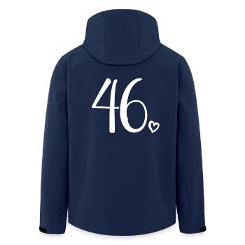 Cute Number 46, 46 Years Old, 46th Birthday Gift - Men’s Recycled Softshell Jacket by Stanley/Stella - navy - Back - AI Model Male 185 light (185cm)