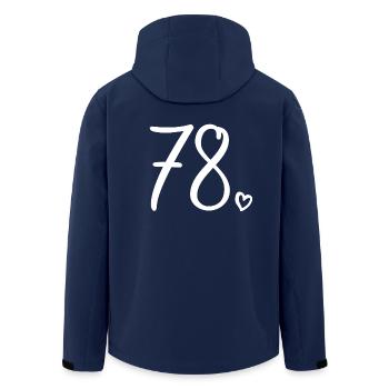 Cute Number 78, 78 Years Old, 78th Birthday Gift - Men’s Recycled Softshell Jacket by Stanley/Stella - navy - Back - AI Model Male 185 light (185cm)