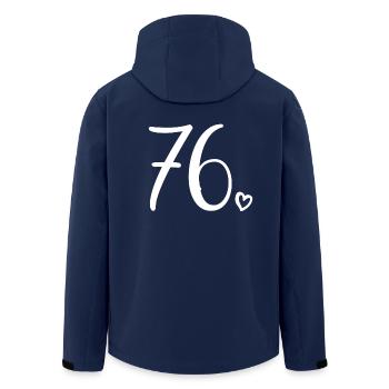 Cute Number 76, 76 Years Old, 76th Birthday Gift - Men’s Recycled Softshell Jacket by Stanley/Stella - navy - Back - AI Model Male 185 light (185cm)