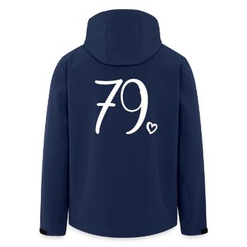 Cute Number 79, 79 Years Old, 79th Birthday Gift - Men’s Recycled Softshell Jacket by Stanley/Stella - navy - Back - AI Model Male 185 light (185cm)