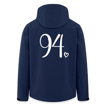Mignon numéro 94, 94 ans, cadeau de 94e anniversaire - Veste softshell homme en polyester recyclé Stanley/Stella - marine - Dos - AI Model Male 185 light (185cm)
