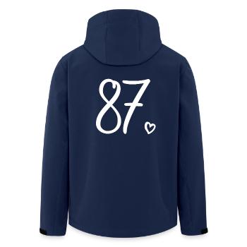 Cute Number 87, 87 Years Old, 87th Birthday Gift - Men’s Recycled Softshell Jacket by Stanley/Stella - navy - Back - AI Model Male 185 light (185cm)