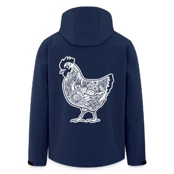 Chicken Chicken Floral Pattern - Men’s Recycled Softshell Jacket by Stanley/Stella - navy - Back - AI Model Male 185 light (185cm)