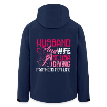 Husband And Wife Scuba Diving Partners For Life - Men’s Recycled Softshell Jacket by Stanley/Stella - navy - Back - AI Model Male 185 light (185cm)