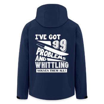 Whittling Solves All Problems - Men’s Recycled Softshell Jacket by Stanley/Stella - navy - Back - AI Model Male 185 light (185cm)