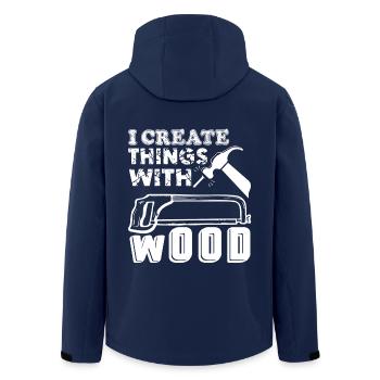 Woodworking I Create Things With Wood - Men’s Recycled Softshell Jacket by Stanley/Stella - navy - Back - AI Model Male 185 light (185cm)