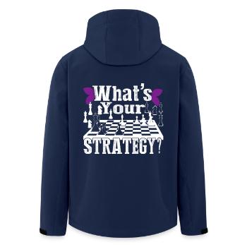 Funny Chess What's Your Strategy - Men’s Recycled Softshell Jacket by Stanley/Stella - navy - Back - AI Model Male 185 light (185cm)