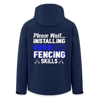Installing Fencing Skills - Men’s Recycled Softshell Jacket by Stanley/Stella - navy - Back - AI Model Male 185 light (185cm)