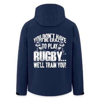 Rugby Don't Have To Be Crazy To Play Rugby - Men’s Recycled Softshell Jacket by Stanley/Stella - navy - Back - AI Model Male 185 light (185cm)