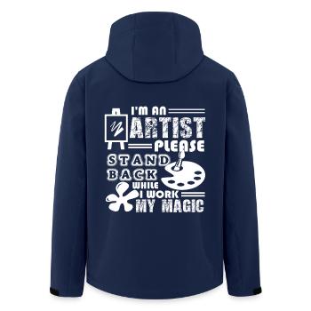 Artist Stand Back While Artist Work Magic - Men’s Recycled Softshell Jacket by Stanley/Stella - navy - Back - AI Model Male 185 light (185cm)