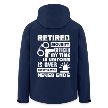 Security Officer Security Officer Never Ends - Men’s Recycled Softshell Jacket by Stanley/Stella - navy - Back - AI Model Male 185 light (185cm)
