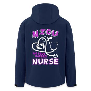 Nicu Nurse We Love Babies - Men’s Recycled Softshell Jacket by Stanley/Stella - navy - Back - AI Model Male 185 light (185cm)