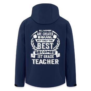 The Best Becomes 1st Grade Teacher - Men’s Recycled Softshell Jacket by Stanley/Stella - navy - Back - AI Model Male 185 light (185cm)